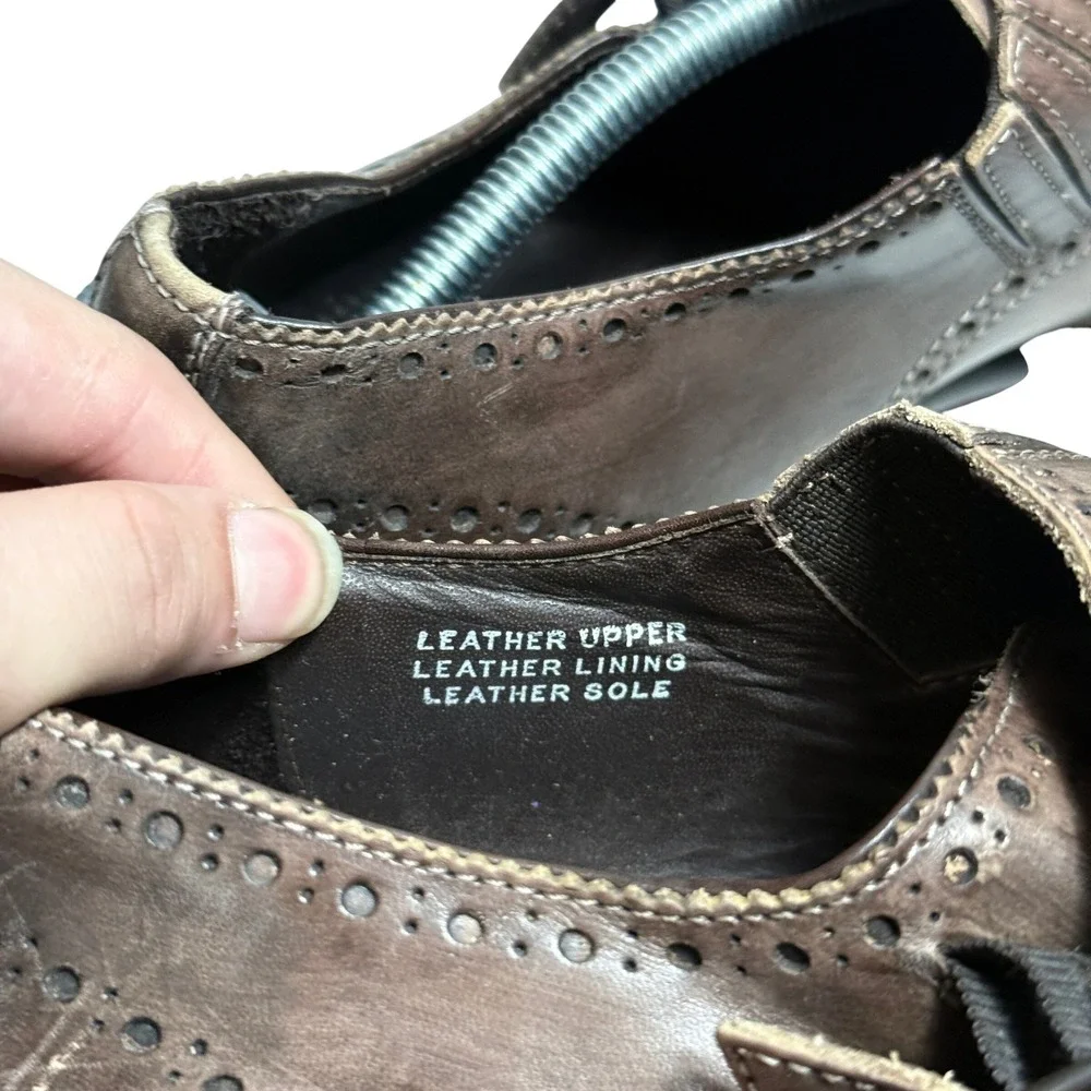 Calzoleria Toscana Monk Strap Shoes Mens 45 Brown Leather Wingtip Brogue Italy